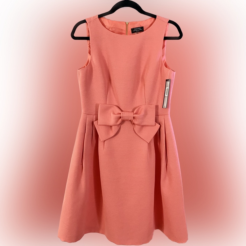 Tahari Coral Asl Women's Bow Fit & Flare Cocktail Dress